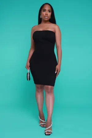 Up To Something Strapless Ribbed Mini Dress - Black