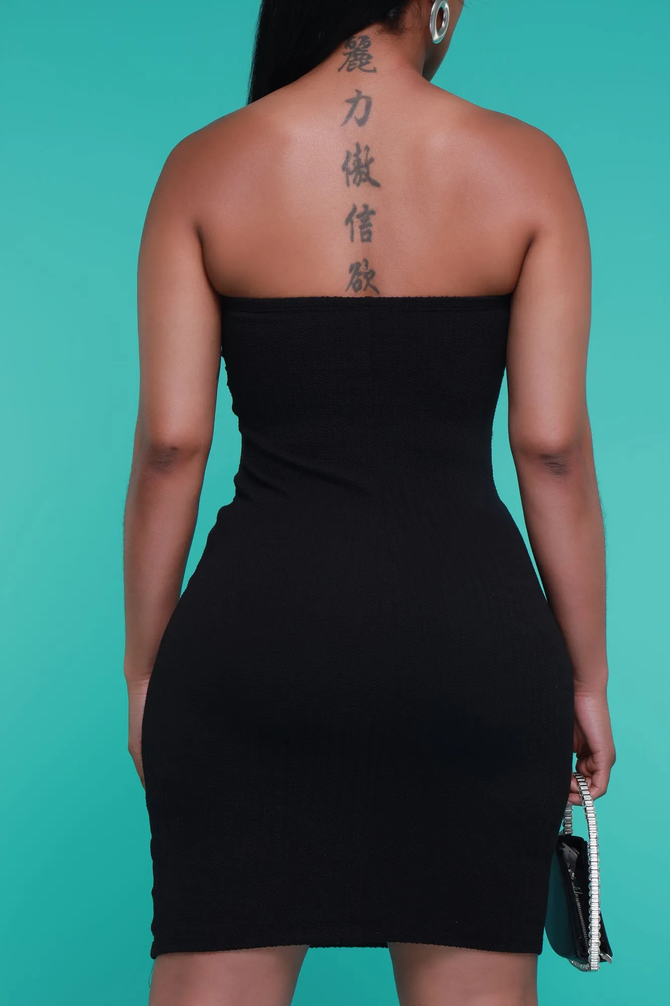Up To Something Strapless Ribbed Mini Dress - Black