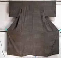 Vintage 1960s Komon Kimono - Black White Checkered Pattern - Smooth Lightweight - Genuine Silk