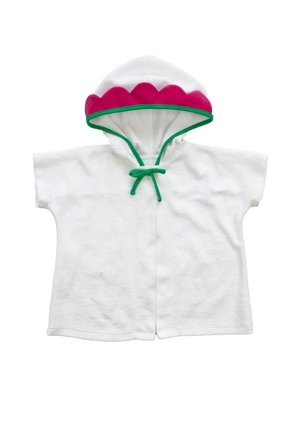 White Terry Coverup With Flower Hood