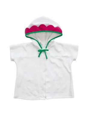 White Terry Coverup With Flower Hood