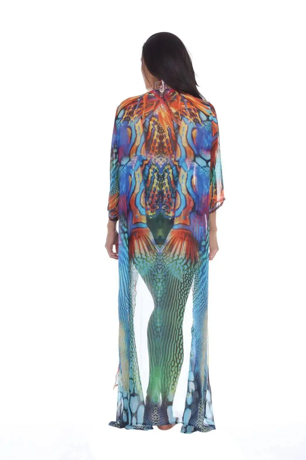 Wholesale Women's Cover-Up Long Kimonos In Multi-Color Made From Imported Polyester