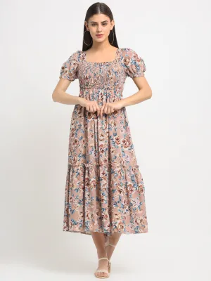 Women Floral Print Maxi-Fit Casual Dress