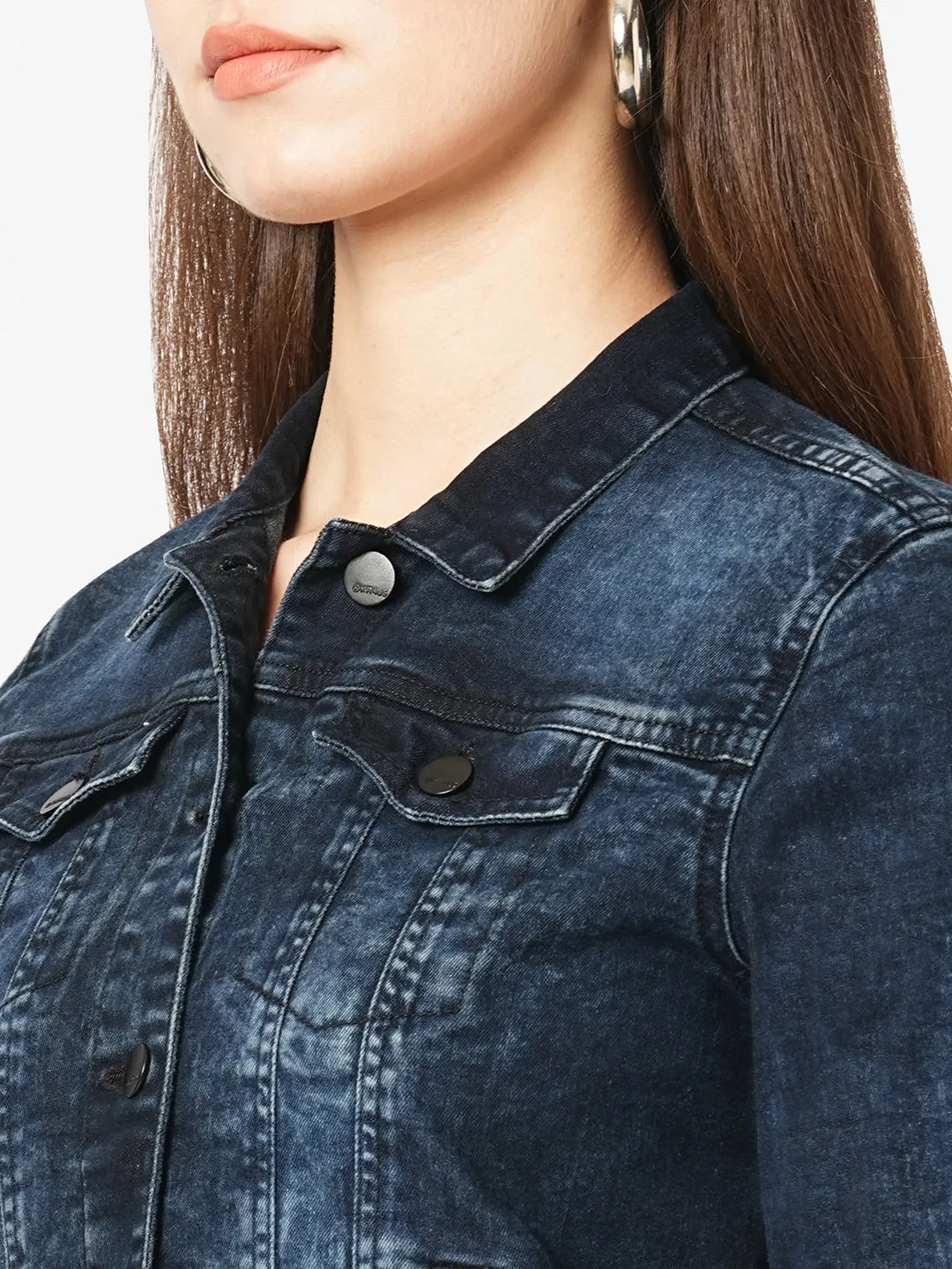 Women Solid Denim Slim Fit Jacket