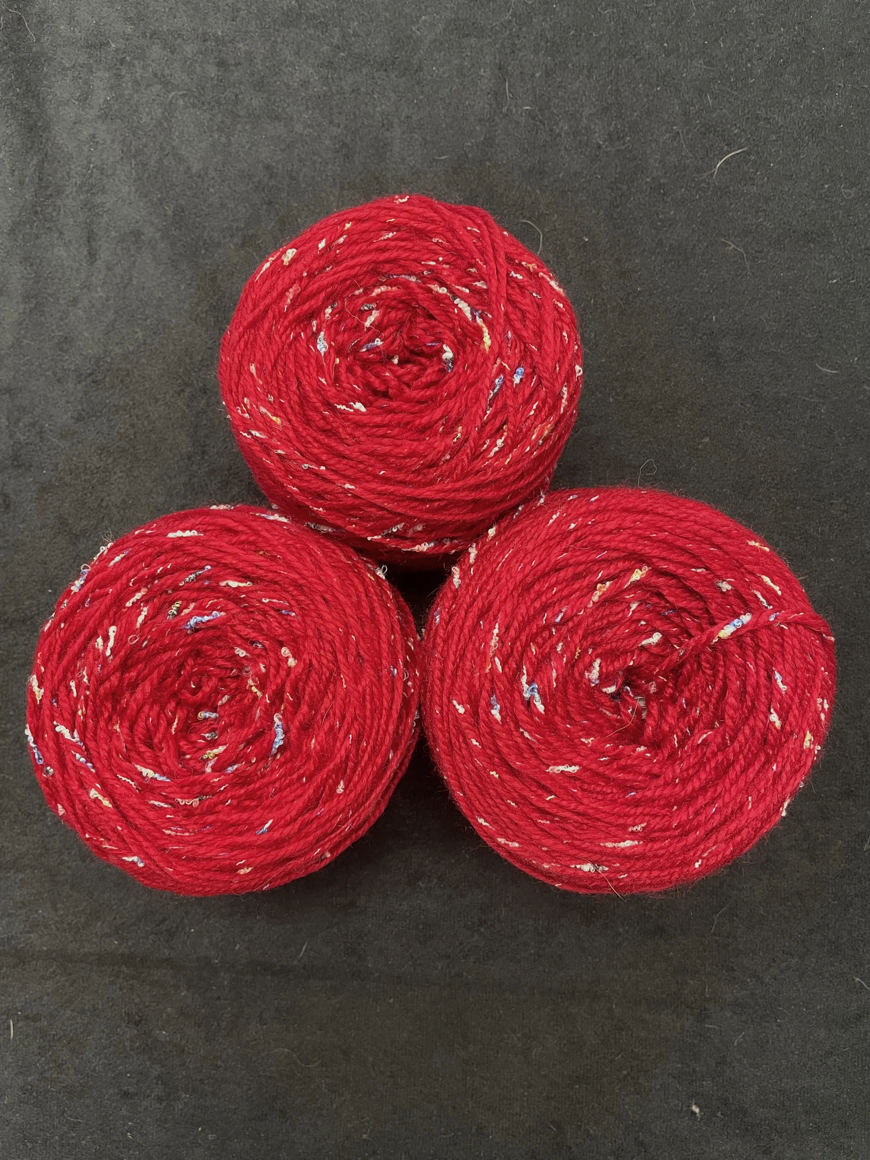 Yarn Acrylic/Polyester Blend Bundle - Red with Multicolored Flecks