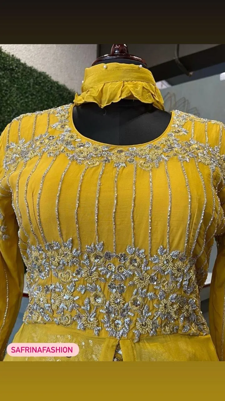 Yellow Indowestern Dress Sangeet dress Bridesmaid dress