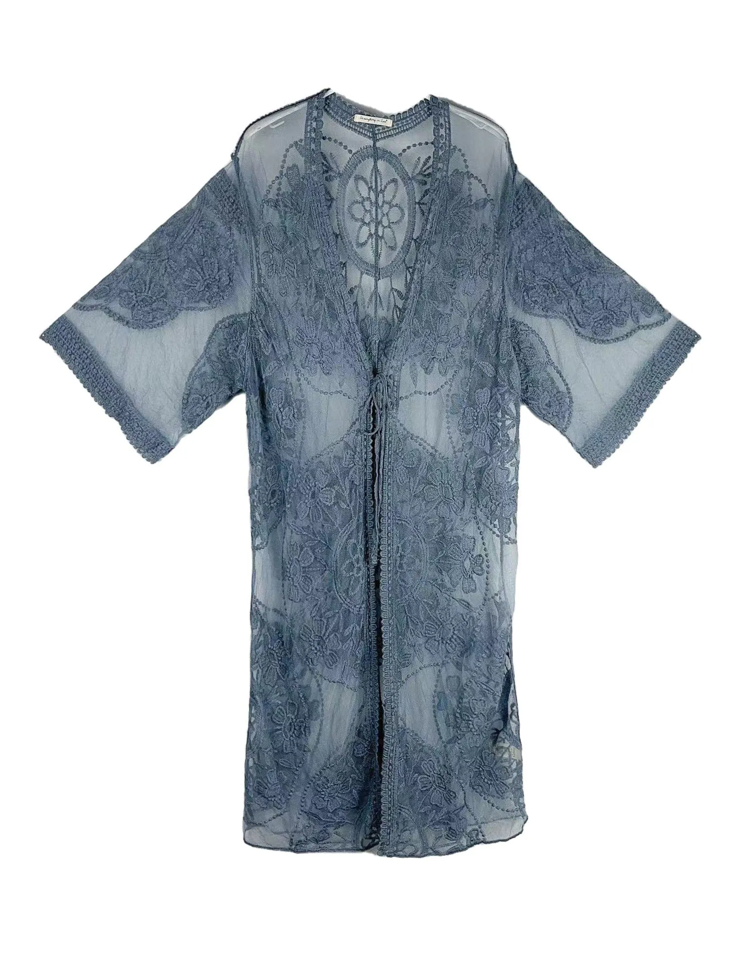 YLK310087 Melody Floral Lace Kimono With Ties